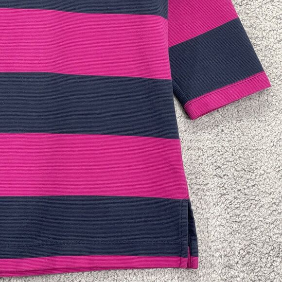 Lands'‎ End Shirt Top Women XL Pink Blue Striped Thick Fabric V-Neck V65 - Picture 5 of 14